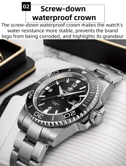 ADDIESDIVE New Diving Gift Watch Men 8215 Automatic Sapphire AR Coated Glass Ceramic Bezel Waterproof 200m Luminous Stainless St