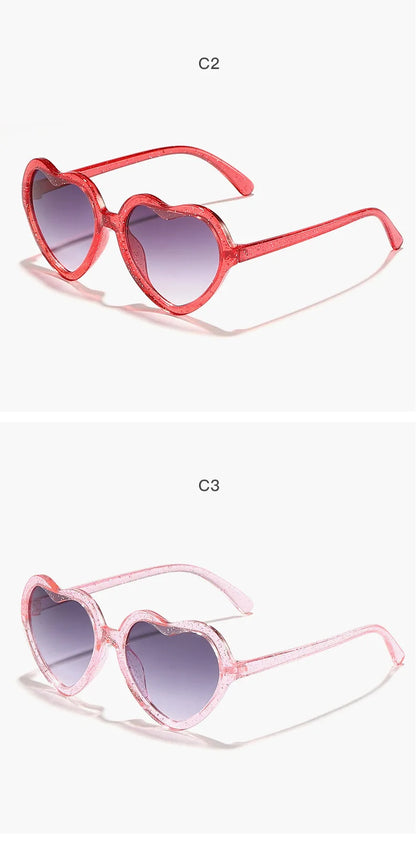 Ochelari de soare eleganți pentru copii, roz trandafiriu, cu inimioare, protecție UV400, ramă reglabilă, pentru băieți, fete, bebeluși și copii mici de 0-12 ani