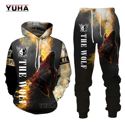 Hoodies de Outono com Leão e Lobo, Pele de Tigre Branco, Impressão 3D Integral, Sweatshirt de Homem Unissexo com Fecho, Casaco Casual de Pulôver