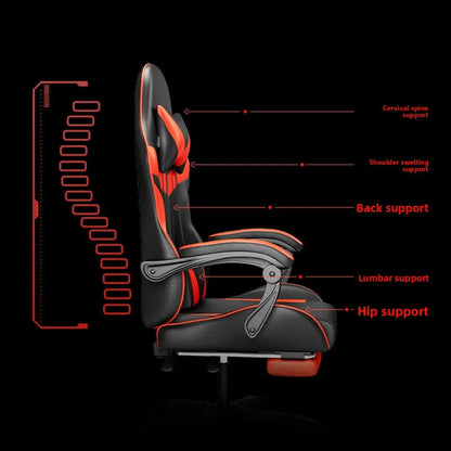 Cadeira Gaming Ergonómica para Secretária, Cadeira Gaming Reclinável para Escritório em Casa com Apoio Lombar para Sessões Prolongadas