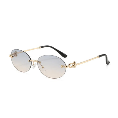 Ochelari de soare ovali fără ramă, de înaltă calitate, casual și luxoși, pentru femei, fără ramă, la modă și personalizați