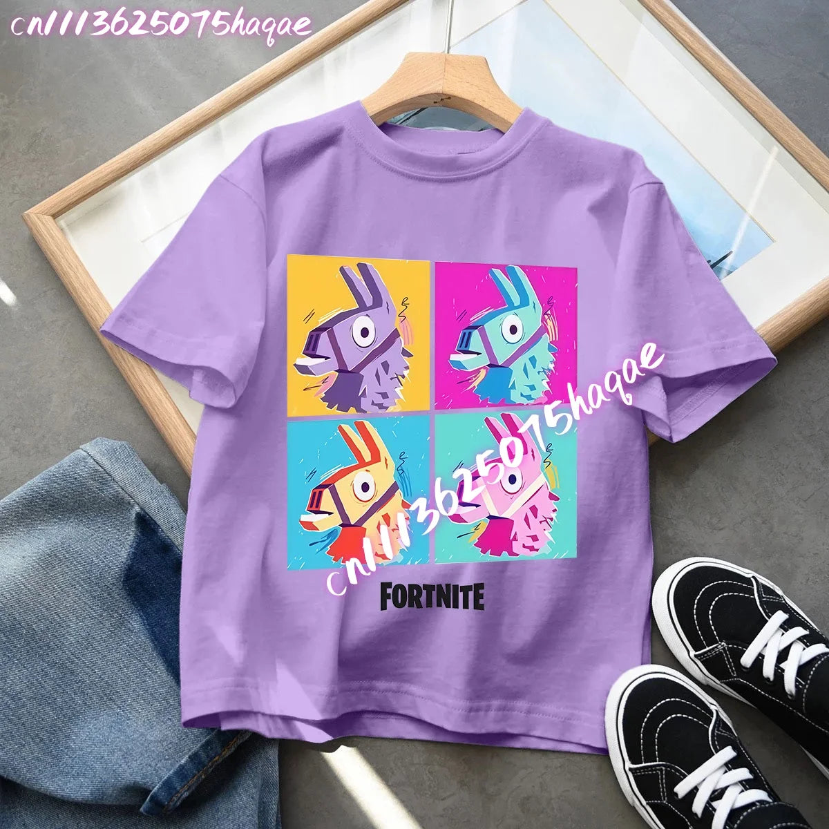 T-shirts Fortnite para Criança com Figuras Anime Estampadas, Tops de Desenho Animado Fortress Night, Roupa de Verão para Meninas, Manga Curta, Pullover Tees
