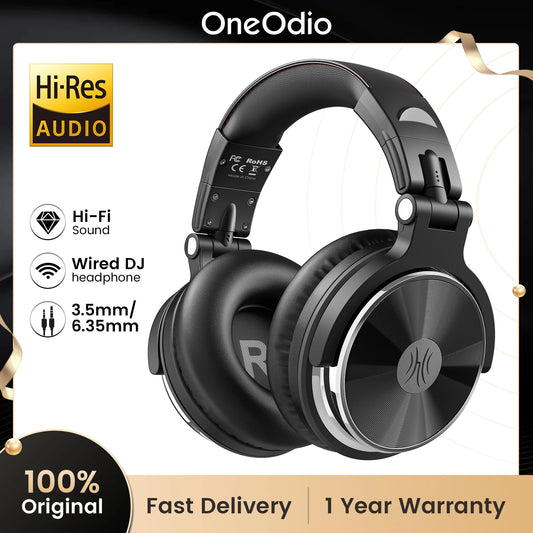 OneOdio Pro-10 Studio Monitoring Headphones – Wired HiFi Over-Ear Headset with 50mm Drivers, Deep Bass & Professional Audio