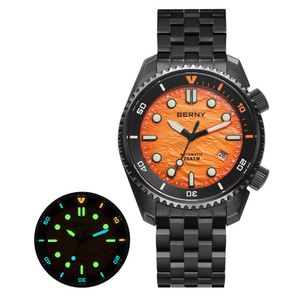 BERNY 20ATM Automatic Men's Watch Diver Sports Diving Watches Luxury Sapphire 316L Stainless Steel Mechanical Waterproof Watches
