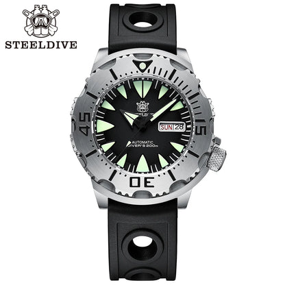STEELDIVE SD1984 New Arrival 42.2MM M onster 200M Waterproof NH36 Day Function Sapphire Glass Automatic Movement Steel Bracelet