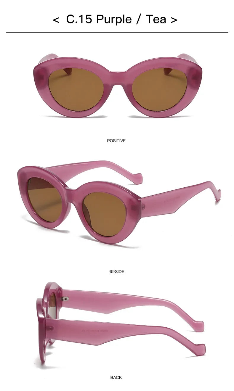 JNPCXI Ochelari de soare pentru femei, model „Cat Eye” supradimensionat, la modă, cu dungi verzi, stil retro, protecție UV400; ochelari de soare ovali pentru bărbați, la modă