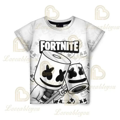 Детска тениска Cartoon Fortnite New Summer с 3D принт за момчета и момичета, streetwear дрехи за възрастни и деца, забавна тениска с обло деколте
