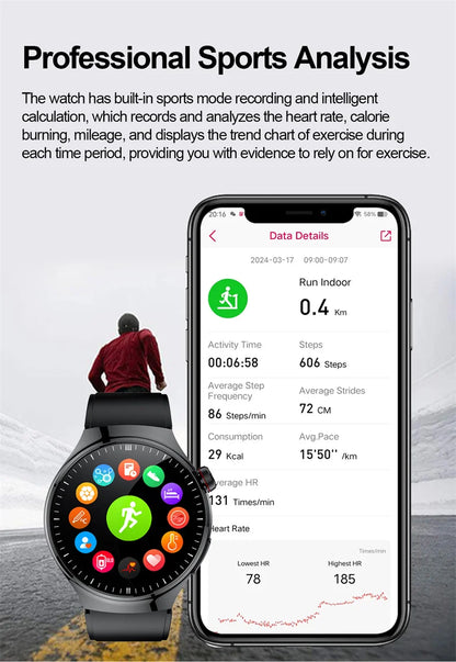2025 New Smart Watch For Men Health ECG+HRV Blood Oxygen Uric Acid Fitness Sport Tracker Watches body fat Sleep Call Smartwatch
