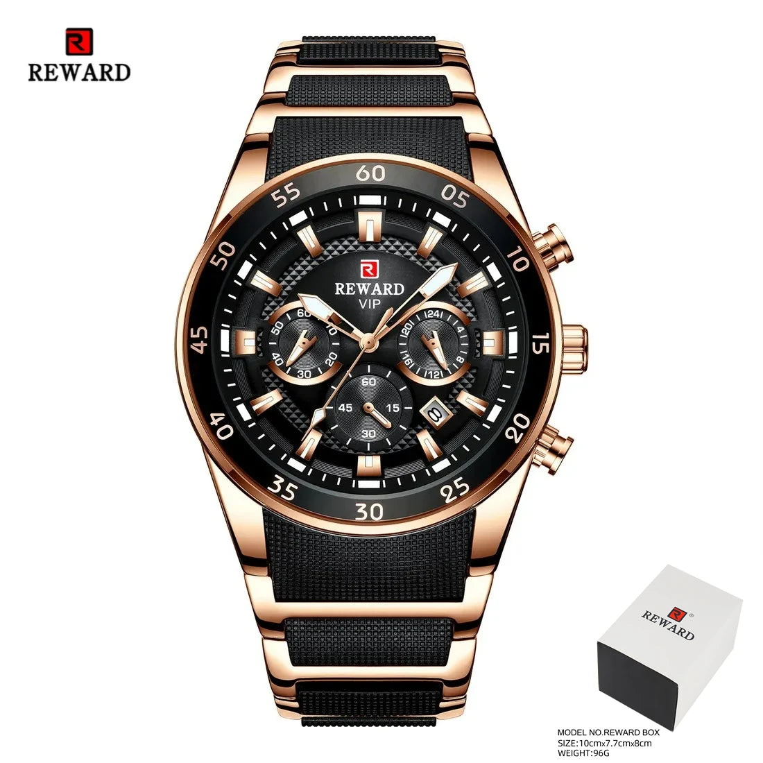 REWARD Relogios Masculino 81011M Sports Silicone Quartz Men's Watch Waterproof Calendar Chronograph Luminous Watches Men Часы