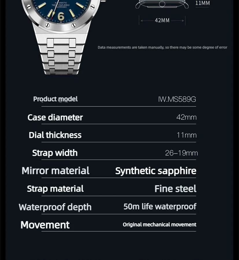 Carnival Brand IW High-End Series Luxury Sapphire Mechanical Watch Men 50M Waterproof Imported Movement Automatic Watches Mens