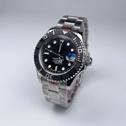 40MM Diameter YM Design Two-Way Rotating Bezel Sapphire Glass Luminous Dial for NH35 Movement Jubile Strap Luxury Men's Watch