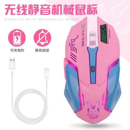 Wireless Mouse New Overwatch Pioneer LUNA Game Wireless Mute Charging Mouse Colorful Wireless Optical Mouse Purple