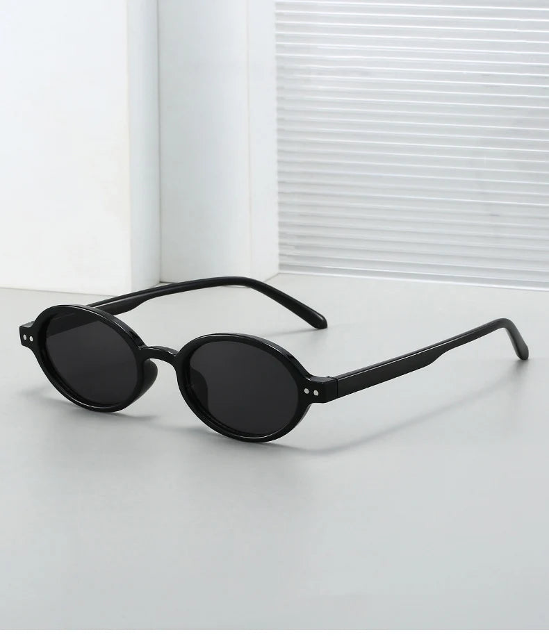 Ochelari de soare SO&EI Retro, mici, ovali, pentru femei, cu nituri, model leopard, pentru bărbați, stil punk, cu protecție UV400