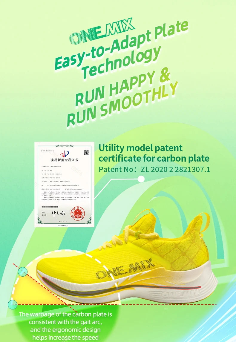 ONEMIX Carbon Fiber Plate Running Shoes Traction Shock Absorption Professional Marathon PB Racing Sports Trainers
