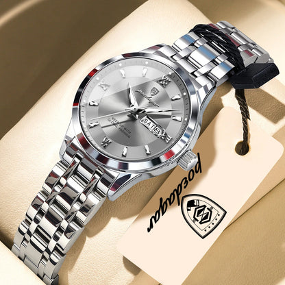 POEDAGAR Luxury Elegant Woman's Watches Luminous Waterproof Stainless Steel Ladies Wristwatch Quartz Week Date Women Watch Reloj