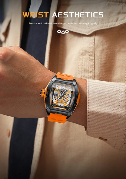 LIGE New Watches Mens Skeleton Mechanical Automatic Watch Top Brand Luxury Luminous 30M Waterproof Watch For Men reloj hombre
