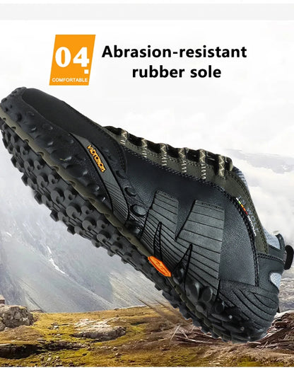 Mountaineering Shoes Men's Genuine Leather Outdoor Sports Anti-Slip Mountaineering Hiking Shoes Breathable Tourism Shoes