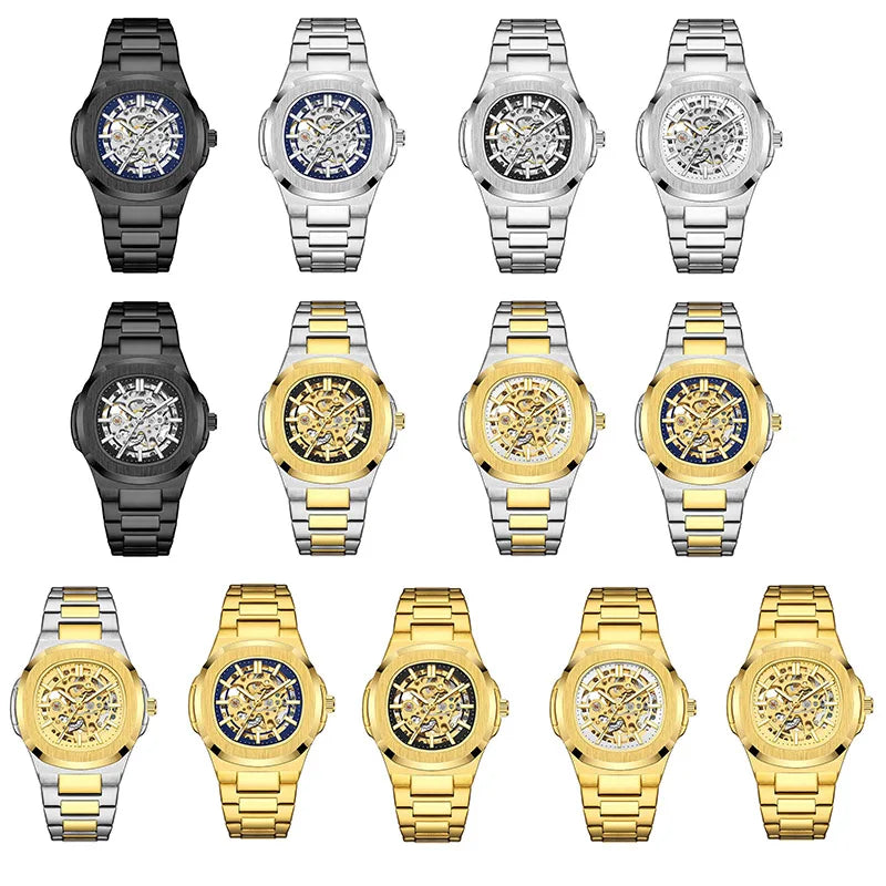Hollow Out Men's Mechanical Wrist Watches Skeleton Design Luxury Full Automatic Man Watch relogio