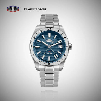 HEROFORCE Quality Original GMT Men Clock Waterproof Luminous Date Luxury Man Watch Stainless Steel Quartz Men's Watches Male