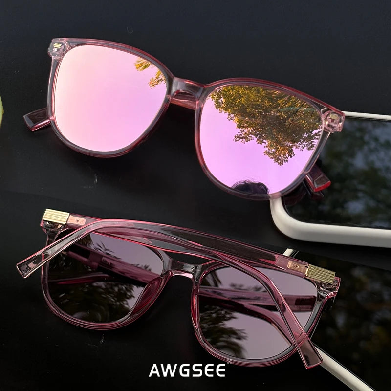 1PCS/2PCS/3PCS Round Women's Polarized Sunglasses - Stylish PC Frame Pink/Blue/Leopard/UV400 Lenses Travel, Driving & Hiking"