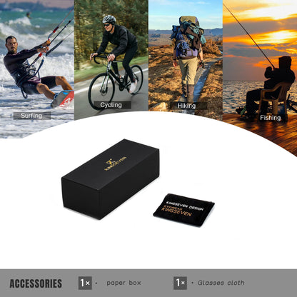 Ochelari de soare polarizați KINGSEVEN pentru bărbați, cu protecție UV400, ochelari dreptunghiulari, ochelari pentru pescuit, conducere și vacanță