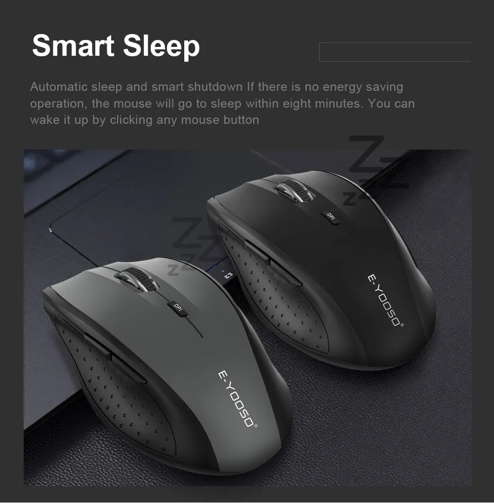E-YOOSO E-1010 USB 2.4G bezdrôtová herná a kancelárska myš, 2400 DPI, optická ergonomická myš na hranie pre notebook a PC