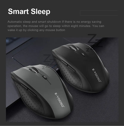 E-YOOSO E-1010 USB 2.4G bezdrôtová herná a kancelárska myš, 2400 DPI, optická ergonomická myš na hranie pre notebook a PC