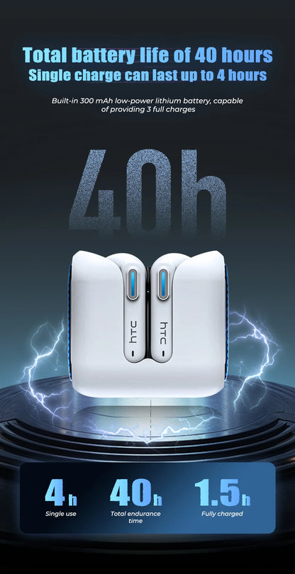 HTC NE49 6.0 True Wireless Earbuds Gaming HiFi Deep Bass Lightweight Cool Design IPX5 Waterproof Choice