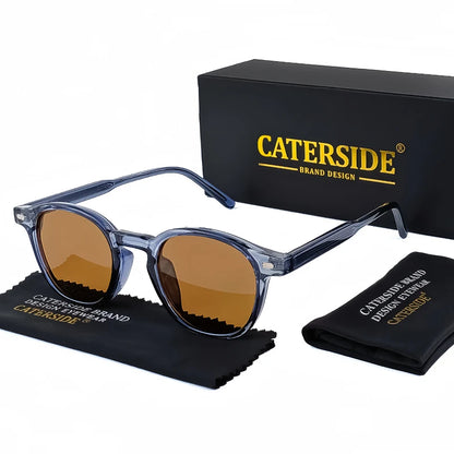 Ochelari de soare rotunzi polarizați Catside pentru bărbați, ramă TR, inserție centrală, brațe, set de ochelari de soare pentru femei, stil retro, pentru șofat, pescuit, punk, protecție UV400