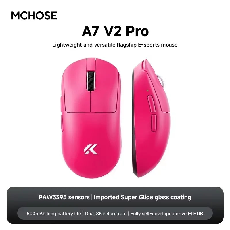 MCHOSE A7 V2 Ultra Wireless Gaming Mouse Pixart3950Ti Flagship Sensor Super 20000FPS for Accurate Tracking Support Web Driver