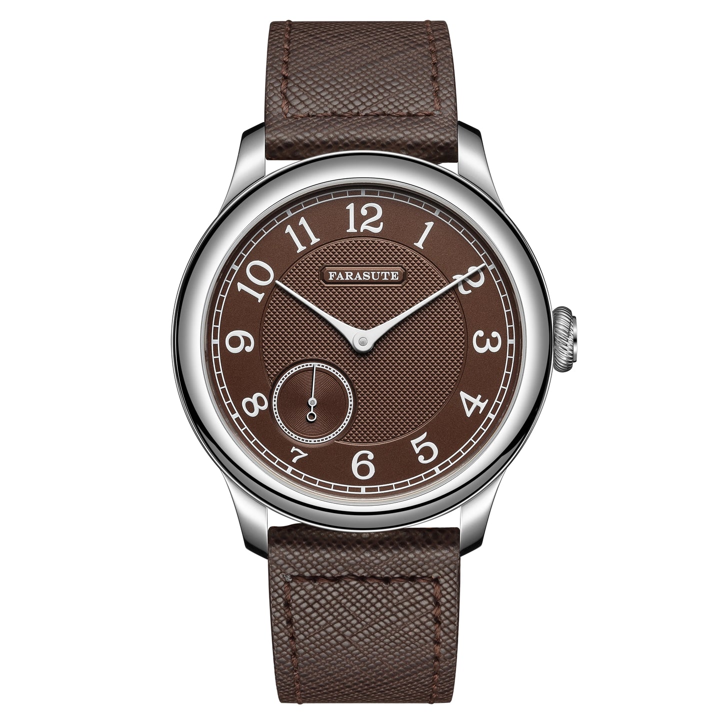 Orologio da uomo FARASUTE NEW Machinery con quadrante salmone, movimento meccanico manuale ST17, piccoli secondi e bracciale vintage Bonklip