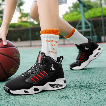 Men's High-Top Basketball Shoes with Breathable Mesh Design for Maximum Comfort, Outdoor Shock-Absorbing Running Shoes, High-Rebound Cushioning Technology for Smoother and More Comfortable Running, Enhanced Support, Stylish