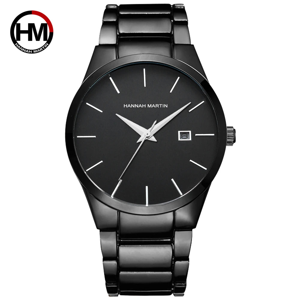 „Hannah Martin“ vyriškas laikrodis, nerūdijančio plieno korpusas, kvarcinis mechanizmas, 41 mm ciferblatas, verslo stiliaus, su kalendoriaus rodymu (imitacija)