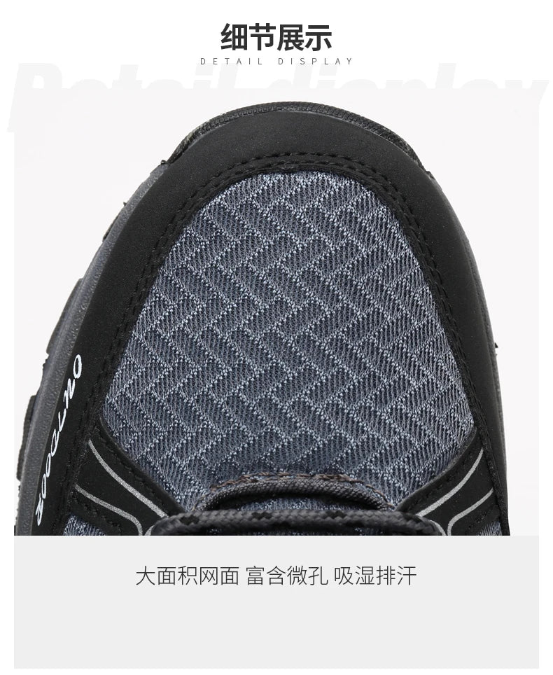 Sapatos de caminhada de marca para homem em malha respirável, calçado de viagem outdoor impermeável para caça e pesca, sapatos desportivos de montanha, todo-o-terreno e equitação