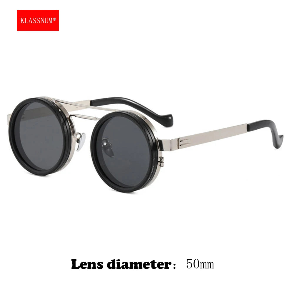 KLASSNUM Ochelari de soare reglabili pentru bărbați cu filtru ND Ochelari de soare cu reglare rapidă a luminozității ND9 Ochelari rotunzi polarizați pentru pescuit și condus