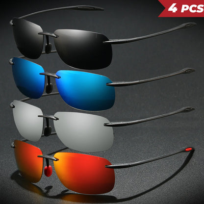 4 bucăți ochelari de soare aviator polarizați, ultra-ușori, de 11 g, cu ramă TR90 fără cadru – flexibili și confortabili, unisex, pentru condus, pescuit și activități în aer liber