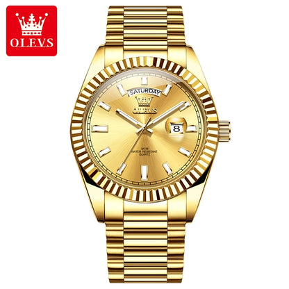 OLEVS Men's Watch Top Brand Luxury Wrist Watch For Men Fashion Rose Gold Stainless Steel Waterproof Watch Day Date Quartz Clock