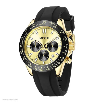 Relógio de homem MEGIR, marca de luxo, relógio desportivo de quartzo, bracelete em aço inoxidável, resistente à água, cronógrafo, relógio de pulso