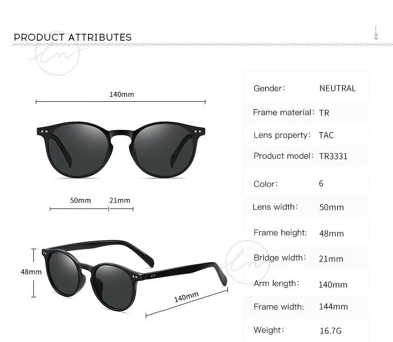 Ochelari de soare LM Retro rotunzi pentru femei și bărbați, ultralegeri, din TR90, polarizați, unisex, pentru șofat, ochelari de soare vintage, UV400, Gafas De Sol