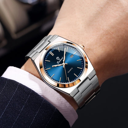 UTHAI Men Watch Light Luxury Brand Stainless Steel Calendar Waterproof Male Business Leisure Fashion Quartz Clock Watch