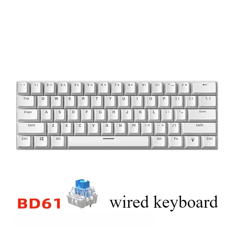 Tastiera meccanica 60% da gaming, tastiera gamer meccanica per PC, laptop e ufficio, mini keyboard con tasti bianchi