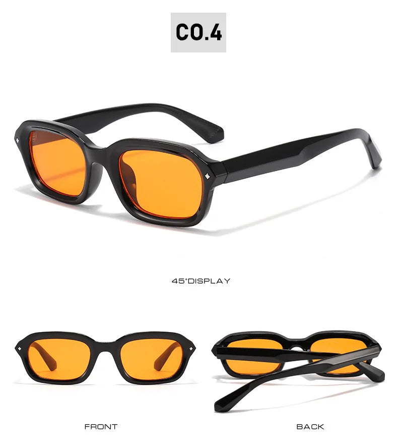 BOYSEEN Ochelari de soare de plajă pentru bărbați, de vară, portocalii, UV400, ochelari de soare punk cu ramă îngustă și formă pătrată