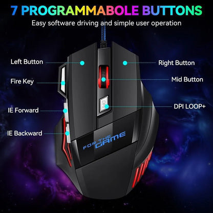 1 бр. нова Hyperspeed USB гейминг мишка с RGB подсветка, ергономична гейминг мишка 7D за Esports, жична мишка за лаптоп и PC геймър