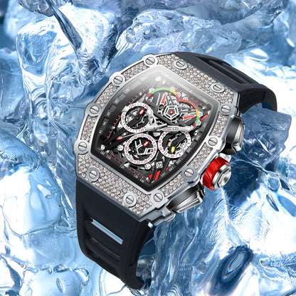 ONOLA Luxury Diamond Mechanical Wristwatches Fashion Sports Square Date Waterproof Automatic Man Watch Men Military Watch Clock
