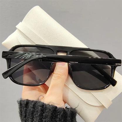 Ochelari de soare la modă pentru femei și bărbați, ochelari de soare cu ramă dublă, stil vintage, pentru activități în aer liber, călătorii și conducere, cu protecție UV400