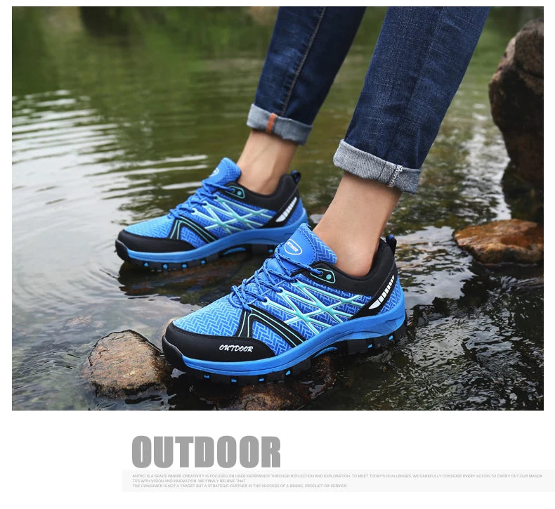 Sapatos de caminhada de marca para homem em malha respirável, calçado de viagem outdoor impermeável para caça e pesca, sapatos desportivos de montanha, todo-o-terreno e equitação