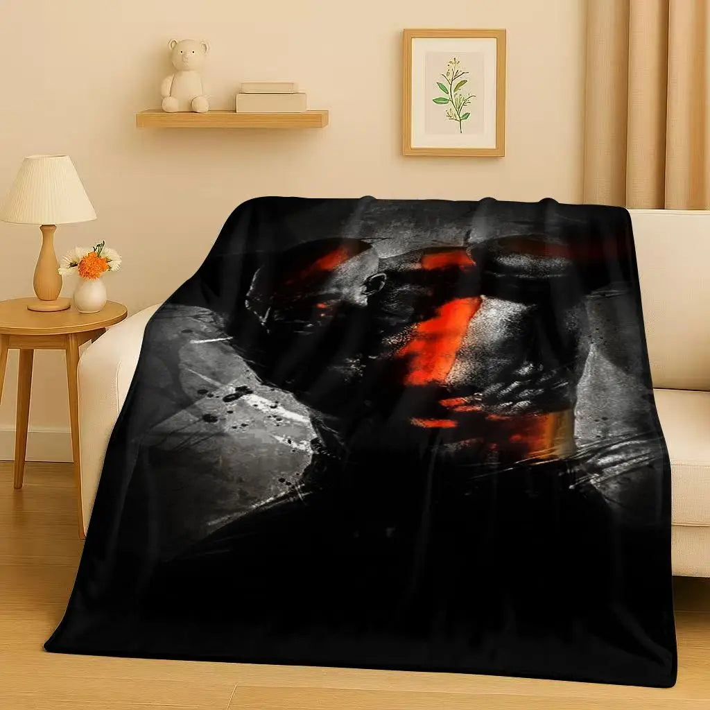 Kratos God of War Game Cartoon Gamer Flannel Blanket,Ultra Soft Warm Plush Throw for Home Bedroom Bed Sofa Cover Picnic Kids
