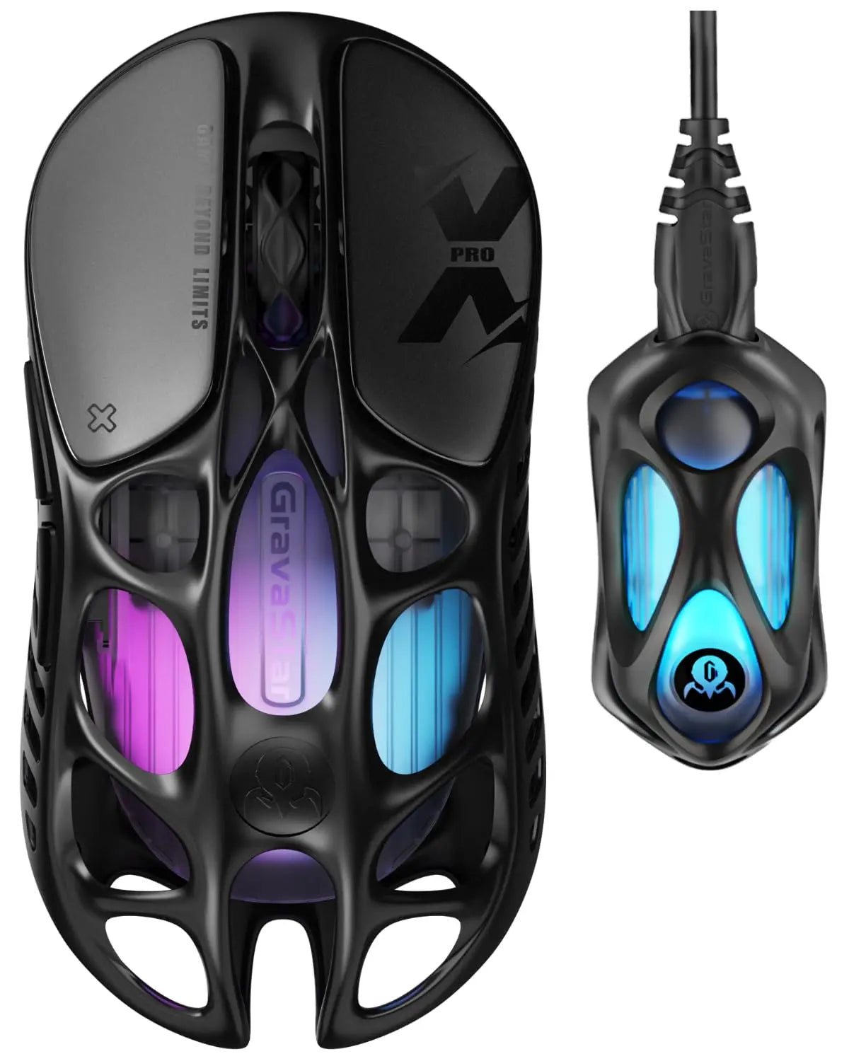 Rato Gaming Sem Fios GravaStar Mercury X Pro Tri-Mode, Recetor 8K, Leve em Liga de Magnésio, Bateria de Longa Duração, RGB