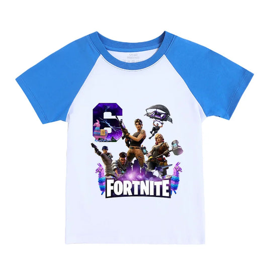 Παιδικό T-Shirt Fortnite με Αριθμούς 0-9, Σχέδιο Cartoon Παιχνιδιού, από Αγνό Βαμβάκι, Κοντομάνικο Casual Αθλητικό Τοπ για Αγόρια και Κορίτσια, Ιδανικό για Δώρο