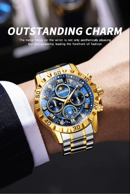 Chronograph Luxury Brand Stylish Men Luminous Wrist Watches For Male Clock Stainless Steel Band Men Business Quartz Watches